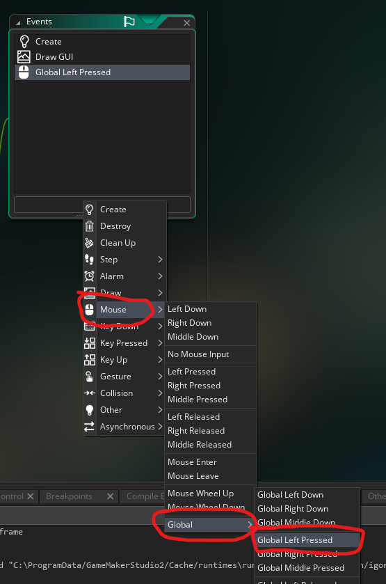 Add a global left pressed event