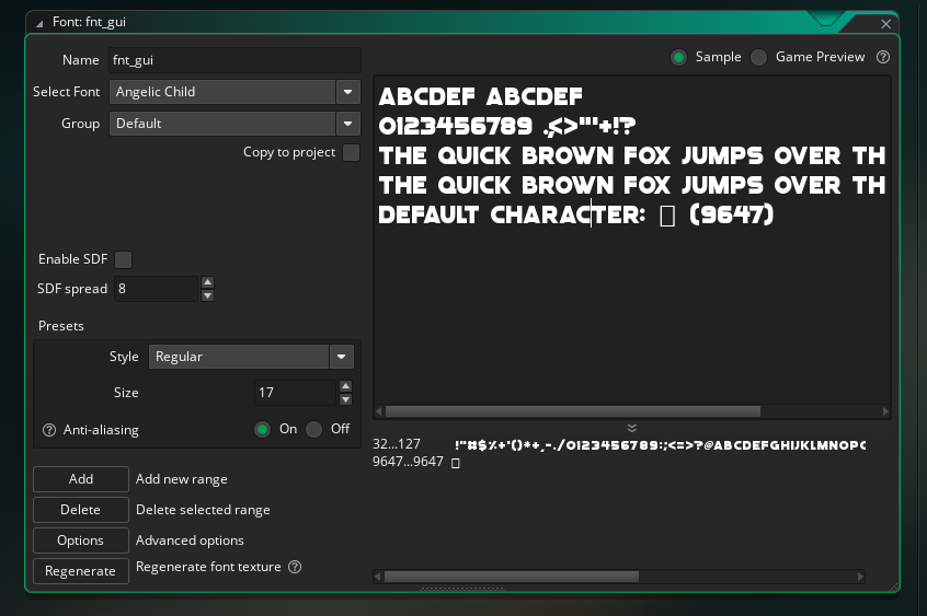 Create a font asset
