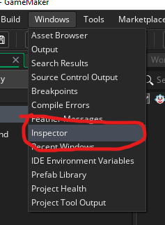 Opening inspector panel