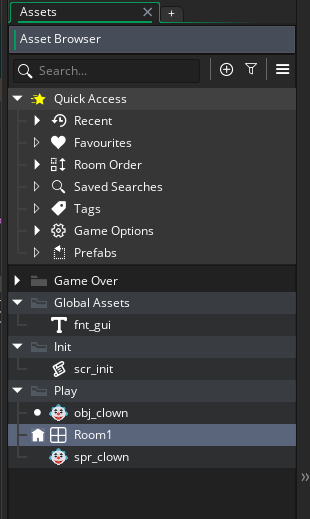 An organised assets browser